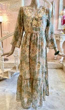 Load image into Gallery viewer, Salisbury silk chiffon gold hand embroidered maxi